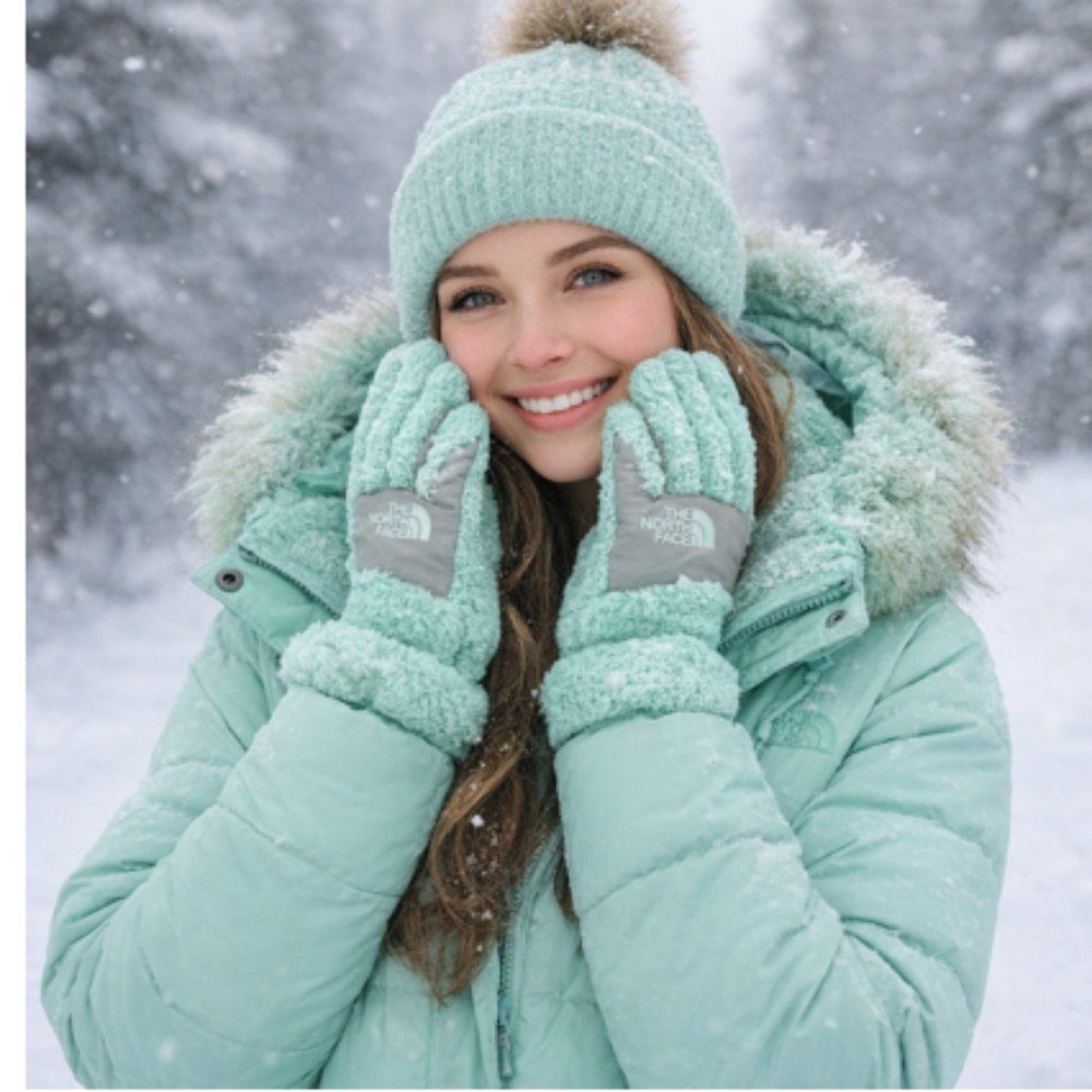 The North Face Mint Green Osito U/R Powered e-Tip Gloves (Gloves Only)